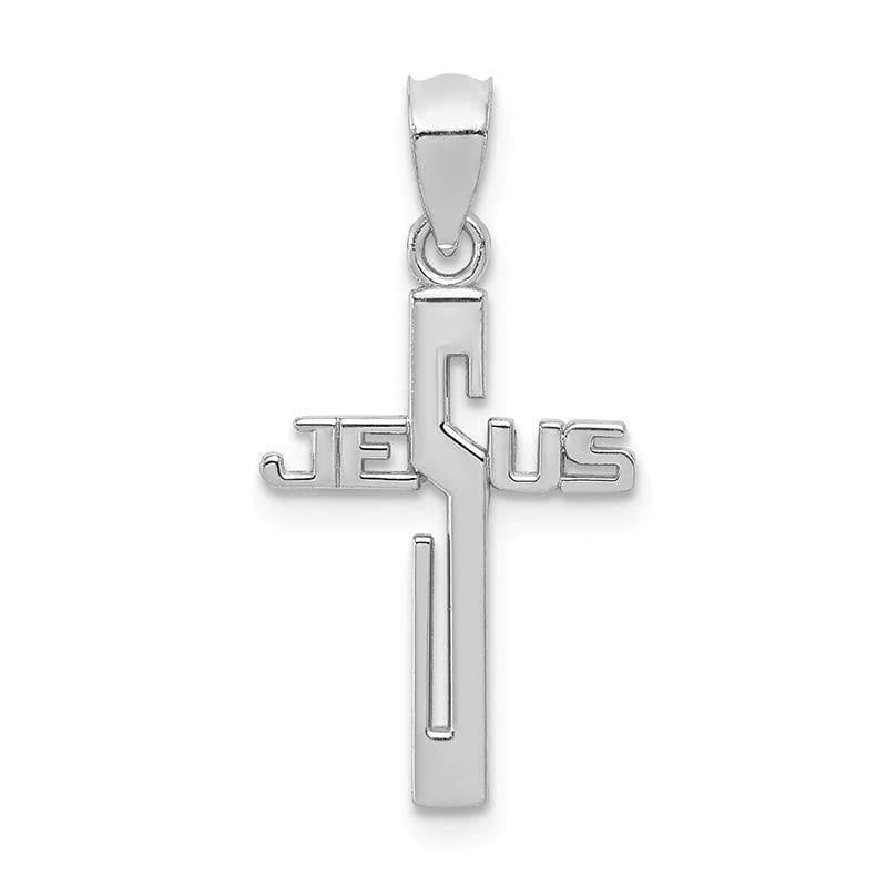 14k White Gold Polished Jesus Cross Pendant - Seattle Gold Grillz