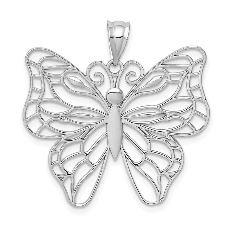 14k White Gold Polished Large Butterfly Pendant - Seattle Gold Grillz