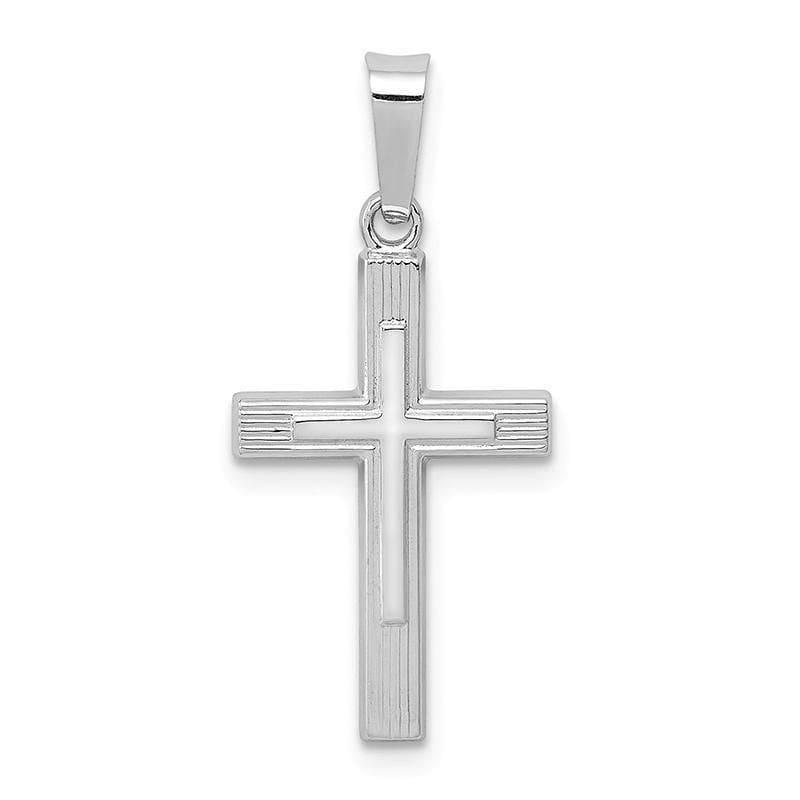 14K White Gold Polished Latin Cross Pendant - Seattle Gold Grillz