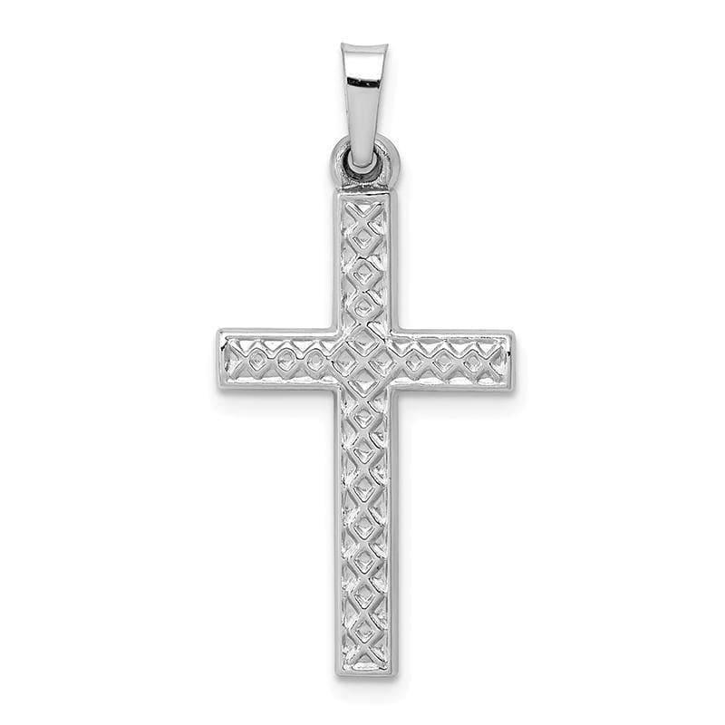 14k White Gold Polished Lattice Cross Pendant - Seattle Gold Grillz