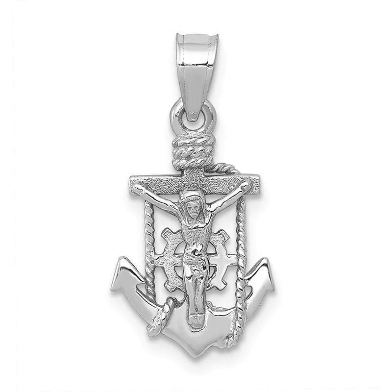 14k White Gold Polished Mariner Crucifix Pendant - Seattle Gold Grillz