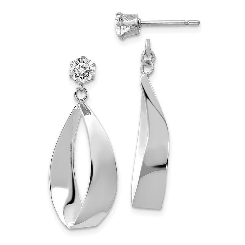 14k White Gold Polished Oval Dangle with CZ Stud Earring Jackets - Seattle Gold Grillz