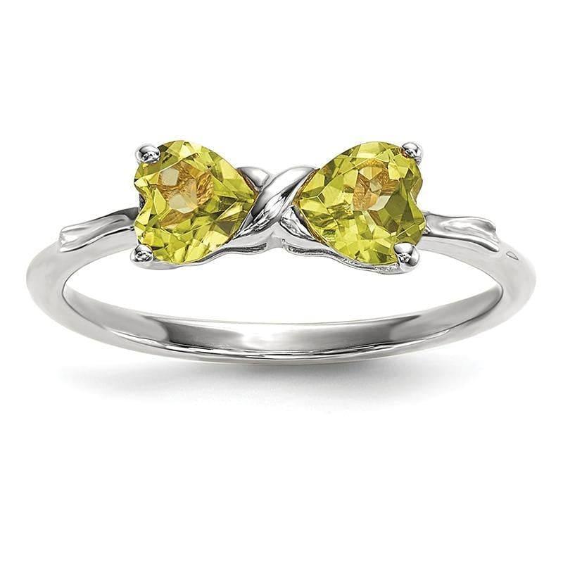 14k White Gold Polished Peridot Bow Ring - Seattle Gold Grillz