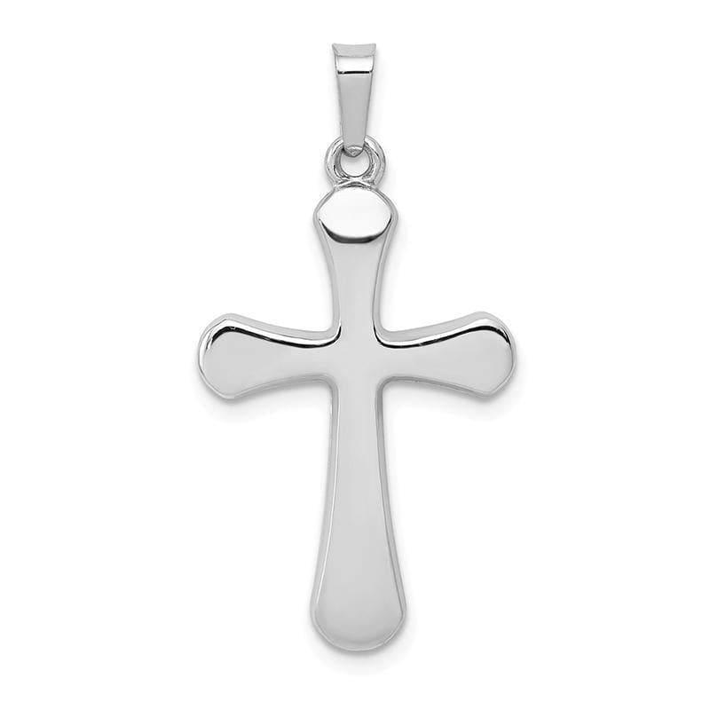 14k White Gold Polished Rounded Cross Pendant - Seattle Gold Grillz