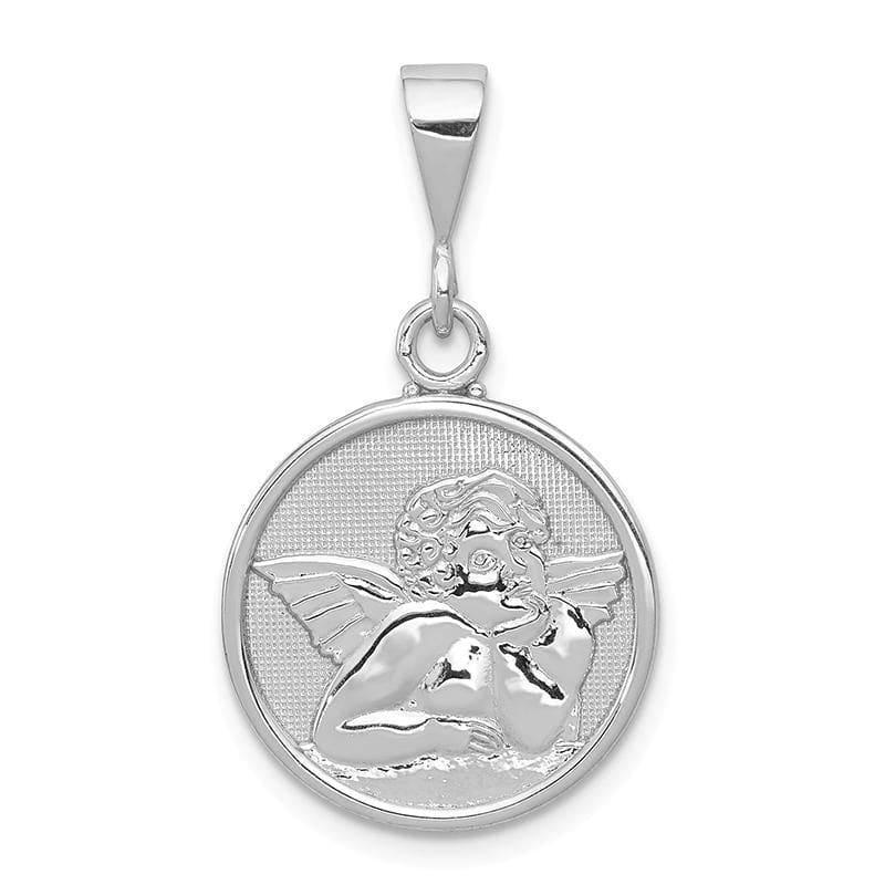 14k White Gold Polished Satin Angel Pendant - Seattle Gold Grillz