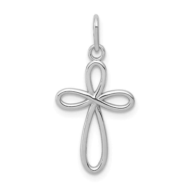 14k White Gold Polished Small Ribbon Cross Pendant - Seattle Gold Grillz