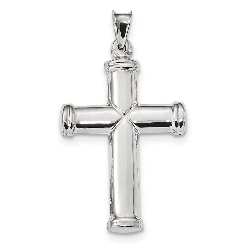 14k White Gold Polished Stamping Cross Pendant A - Seattle Gold Grillz