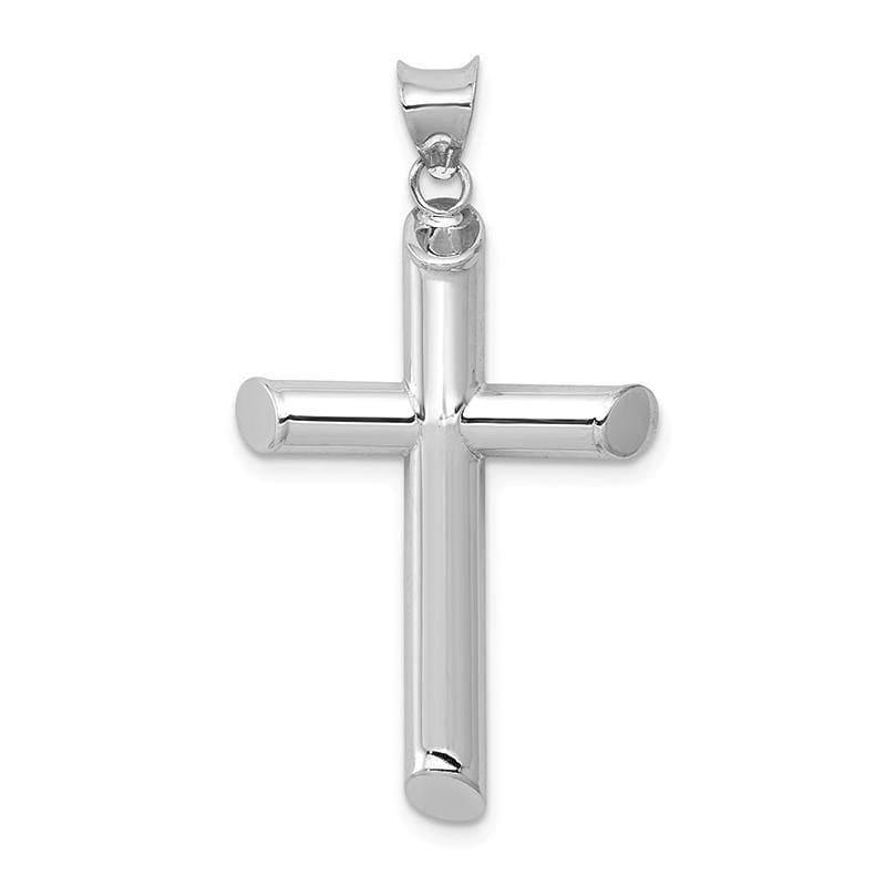 14k White Gold Polished Tube Cross Pendant - Seattle Gold Grillz