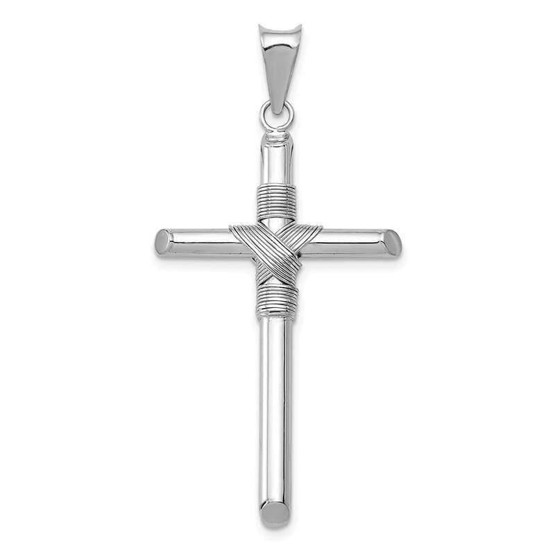 14k White Gold Polished Tube Cross Pendant - Seattle Gold Grillz