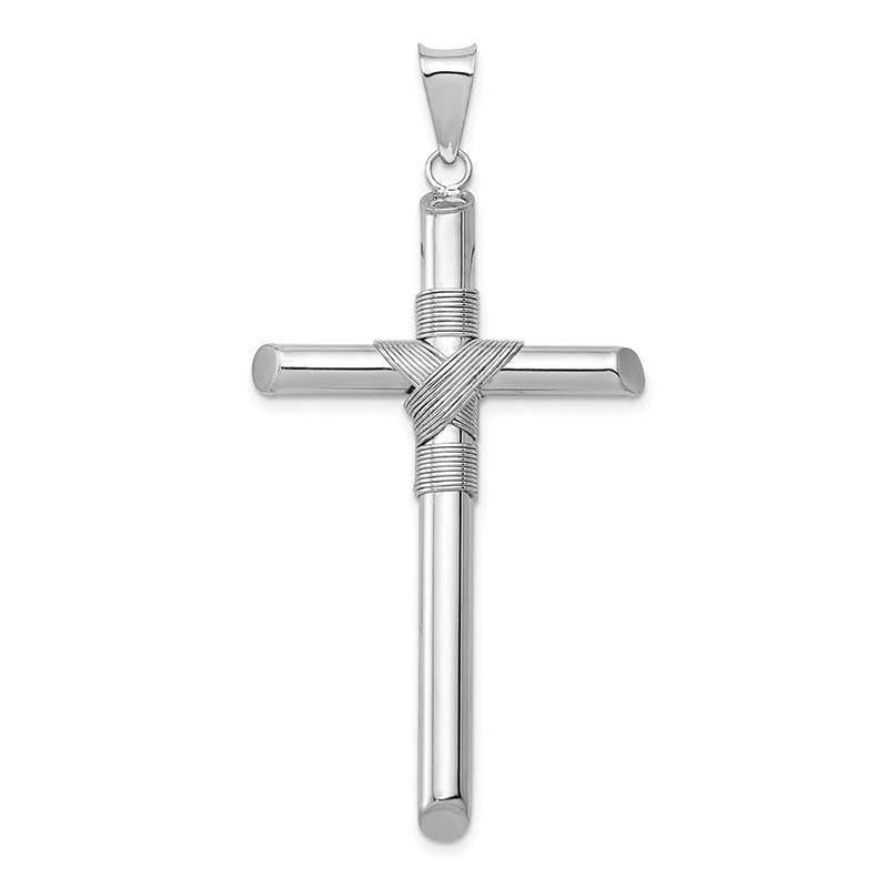 14k White Gold Polished Tube Cross Pendant - Seattle Gold Grillz