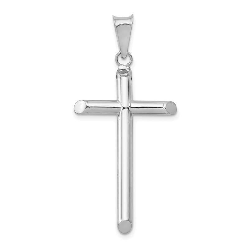 14k White Gold Polished Tube Cross Pendant - Seattle Gold Grillz