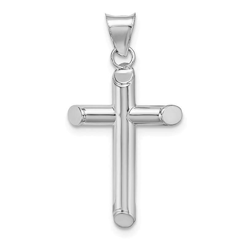 14k White Gold Polished Tube Cross Pendant - Seattle Gold Grillz