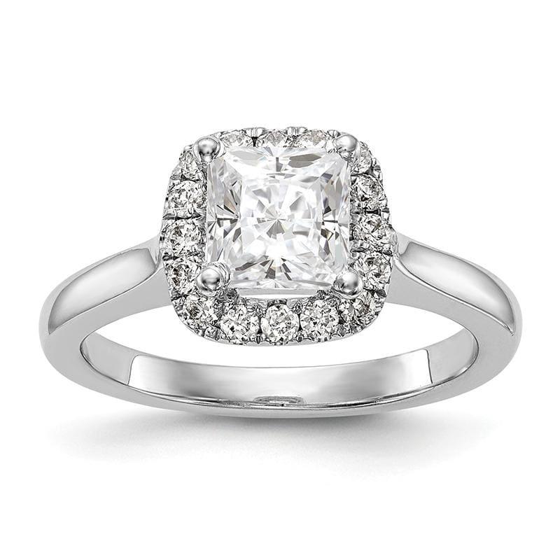 14K White Gold Princess Cushion Halo Engagement Ring Mounting - Seattle Gold Grillz