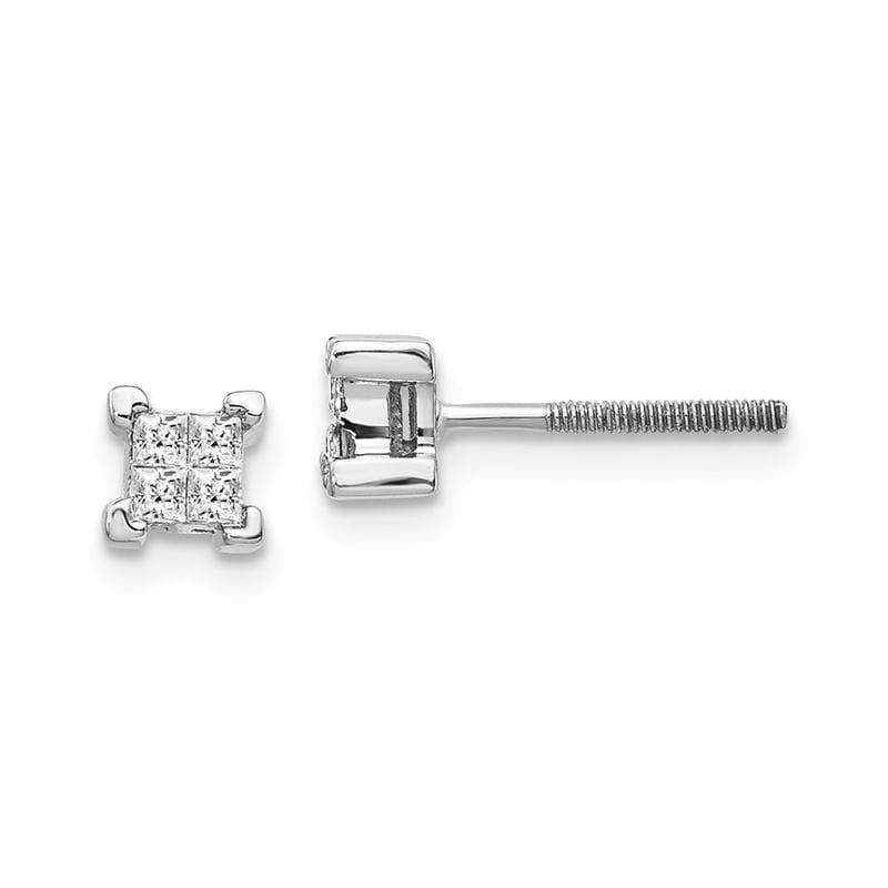 14k White Gold Princess Diamond Screwback Earrings - Seattle Gold Grillz