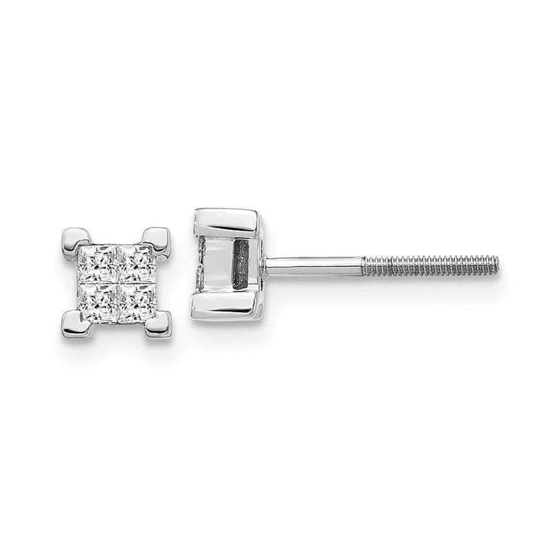 14k White Gold Princess Diamond Screwback Earrings - Seattle Gold Grillz