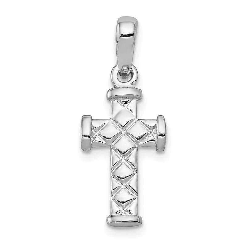 14k White Gold Reversible Quilted Cross Pendant - Seattle Gold Grillz