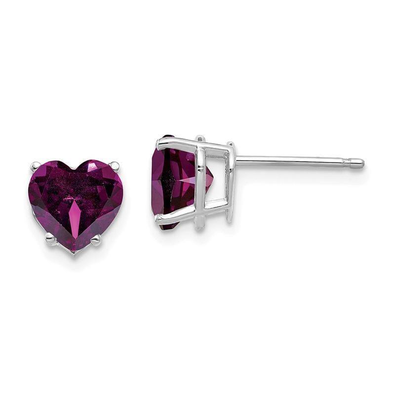 14k White Gold Rhodolite Garnet Heart Stud Earrings - Seattle Gold Grillz