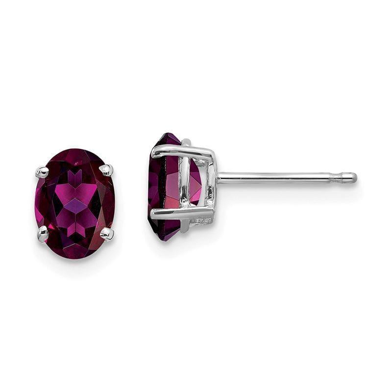 14k White Gold Rhodolite Garnet Oval Stud Earrings - Seattle Gold Grillz