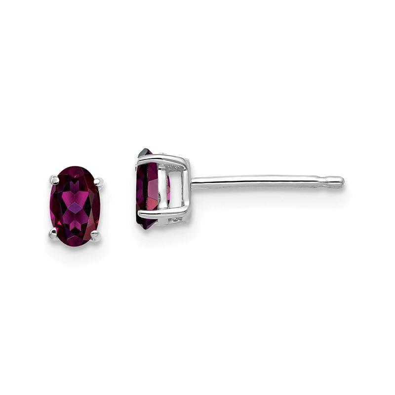 14k White Gold Rhodolite Garnet Oval Stud Earrings - Seattle Gold Grillz