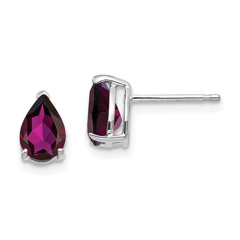 14k White Gold Rhodolite Garnet Pear Stud Earrings - Seattle Gold Grillz