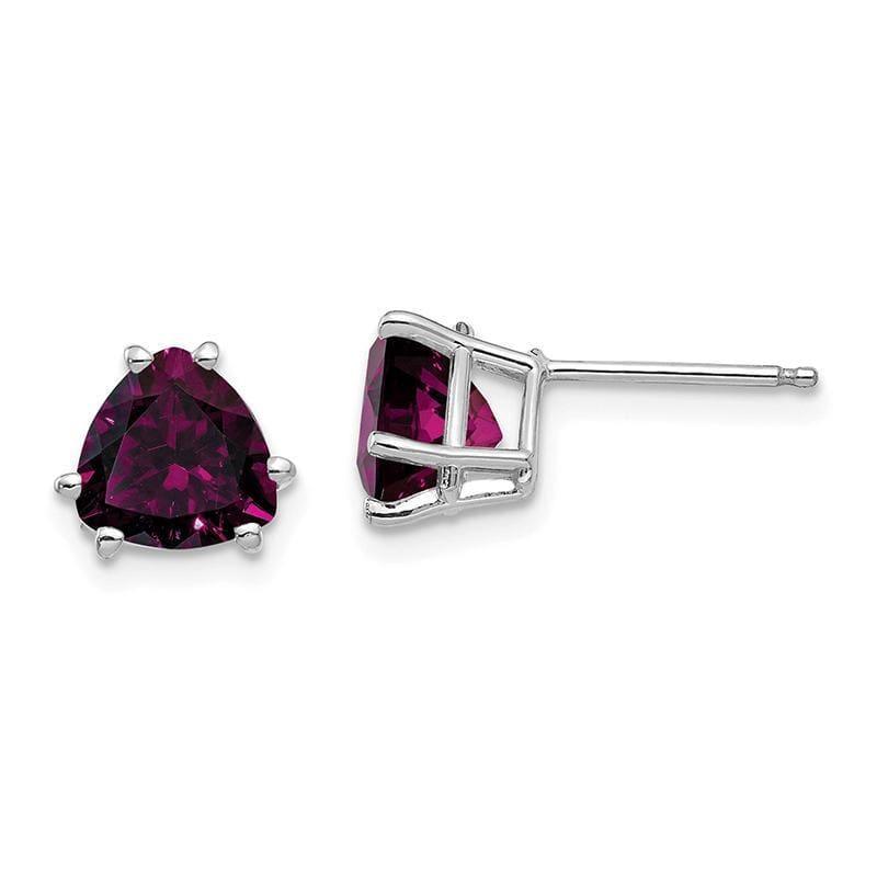 14k White Gold Rhodolite Garnet Trillion Stud Earrings - Seattle Gold Grillz