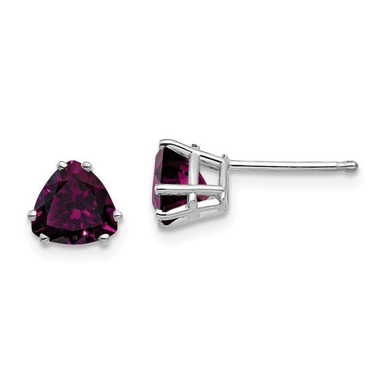 14k White Gold Rhodolite Garnet Trillion Stud Earrings - Seattle Gold Grillz