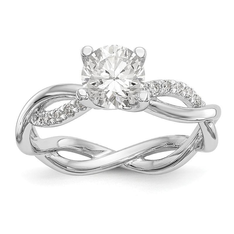 14k White Gold Round Criss-Cross Engagement Ring Mounting - Seattle Gold Grillz