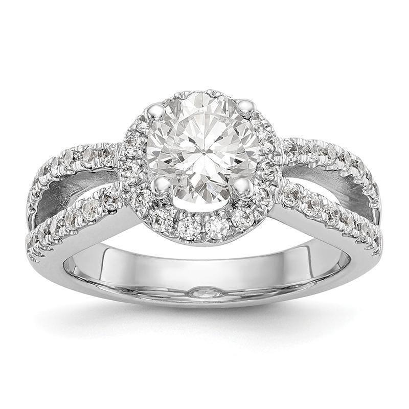 14K White Gold Round Diamond Semi-Mount Halo Engagement Ring - Seattle Gold Grillz