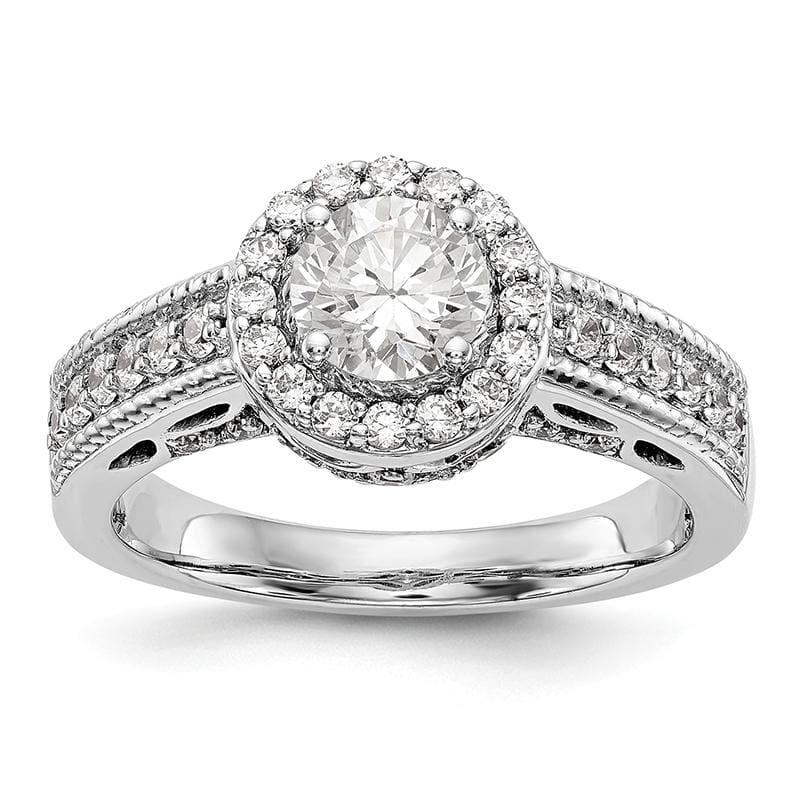 14K White Gold Round Diamond Semi-Mount Halo Engagement Ring - Seattle Gold Grillz