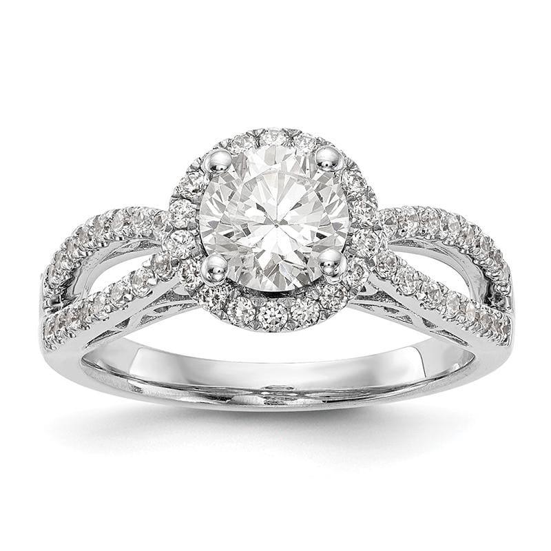 14K White Gold Round Diamond Semi-Mount Halo Engagement Ring - Seattle Gold Grillz