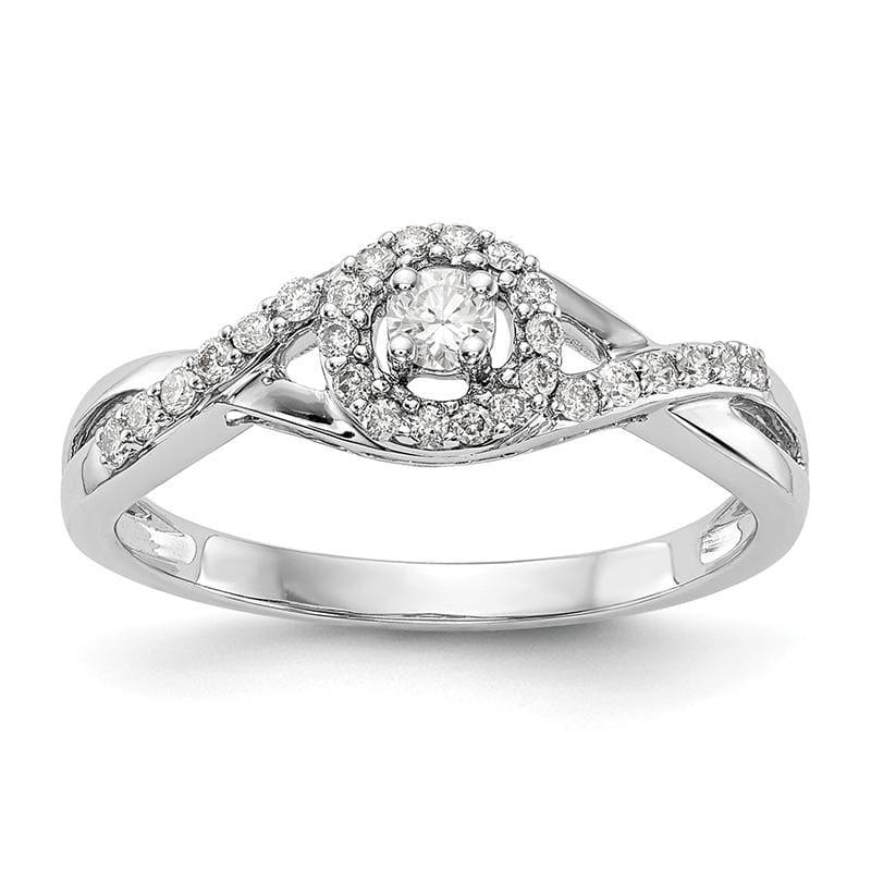 14K White Gold Round Diamond Semi-Mount Halo Engagement Ring - Seattle Gold Grillz