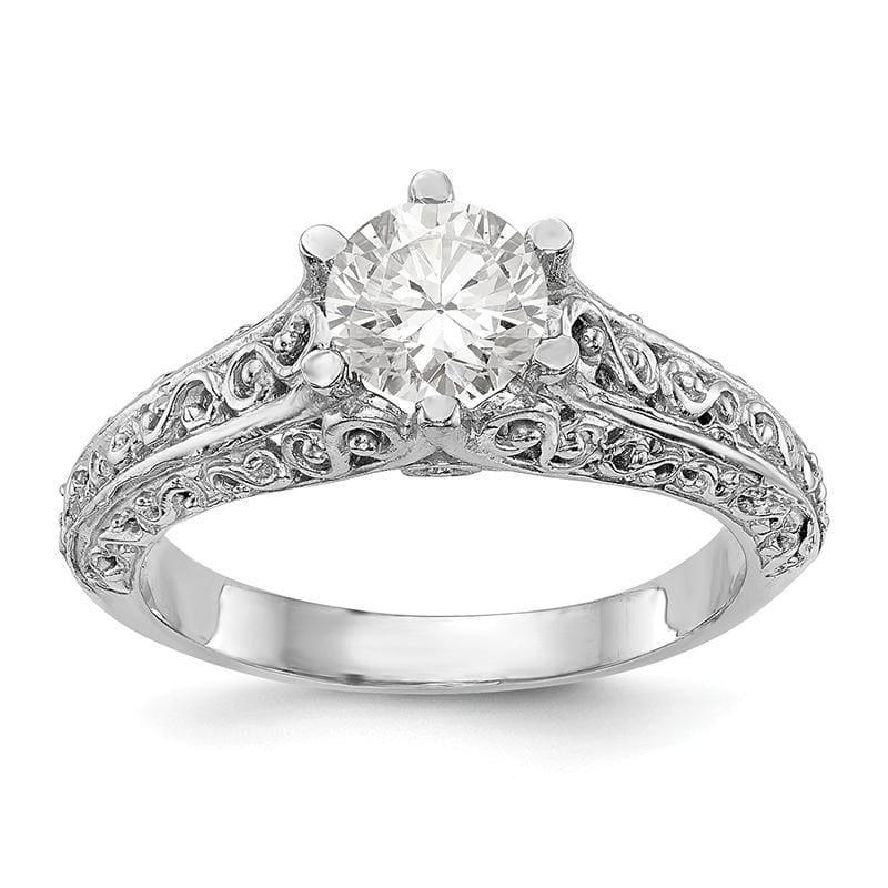 14k White Gold Round Solitaire Engagement Ring Mounting - Seattle Gold Grillz