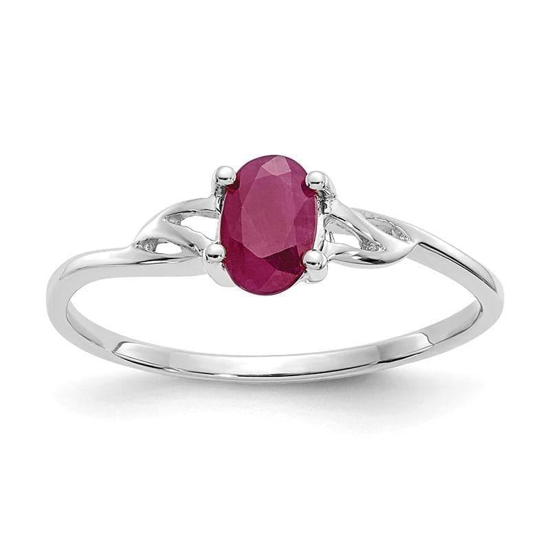 14k White Gold Ruby Birthstone Ring - Seattle Gold Grillz