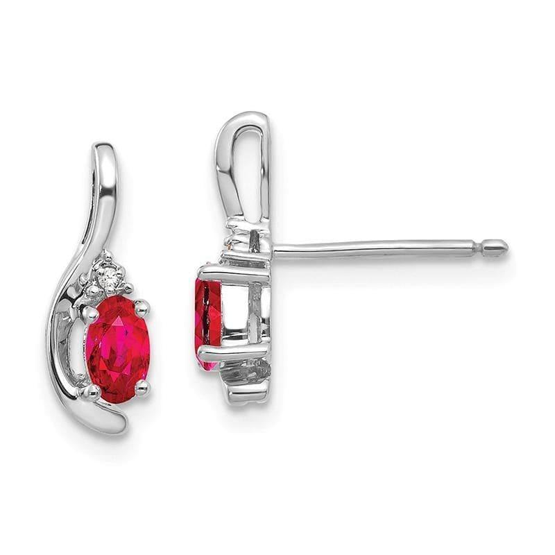 14k White Gold Ruby Diamond Earring - Seattle Gold Grillz