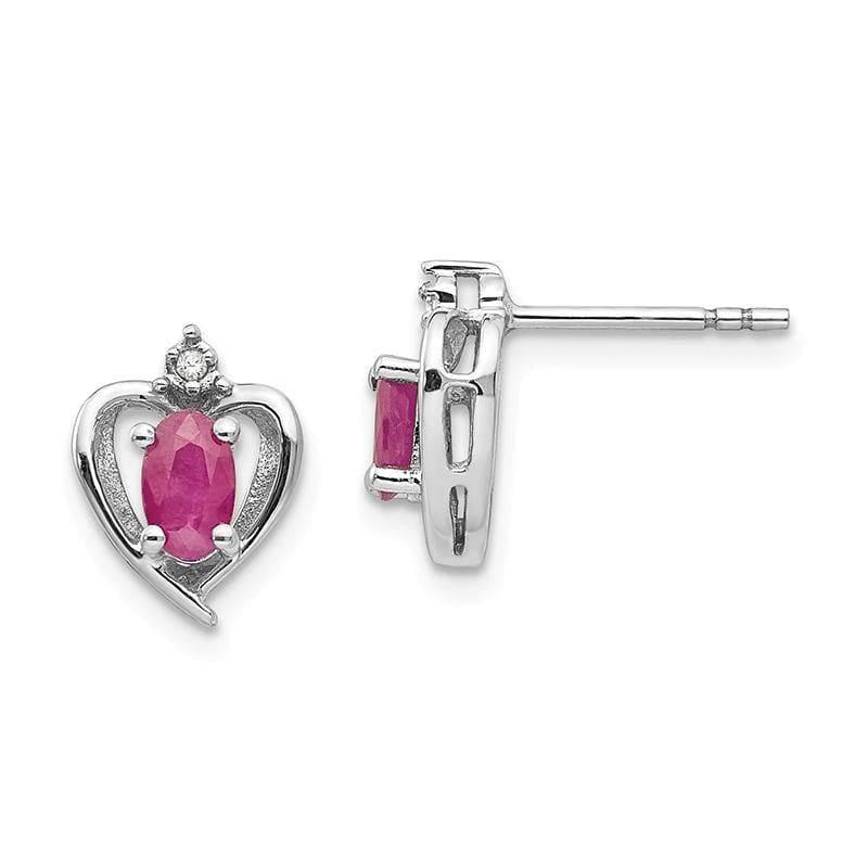 14k White Gold Ruby Diamond Earring - Seattle Gold Grillz