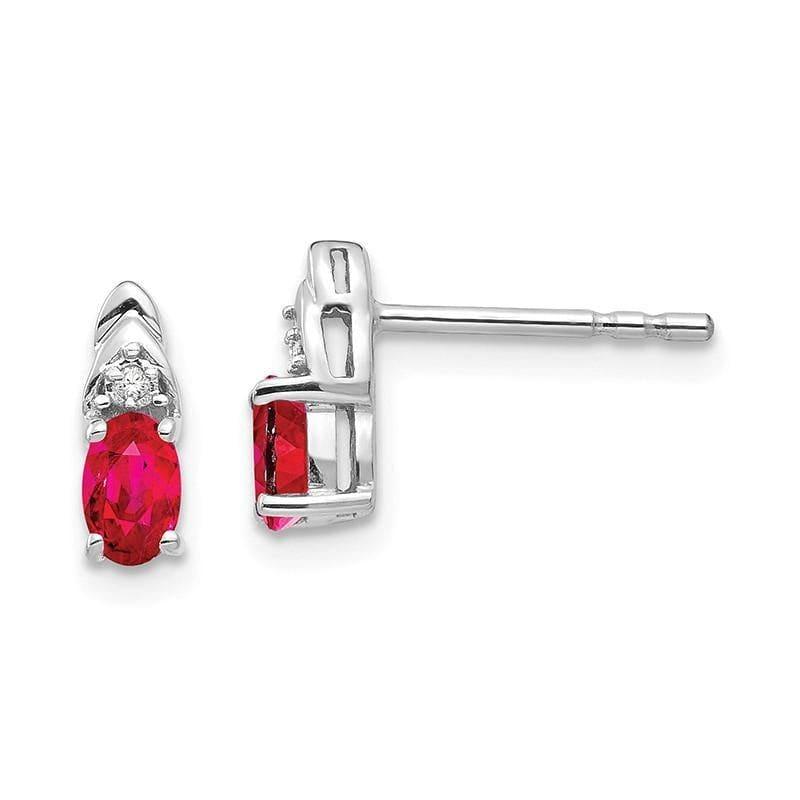 14k White Gold Ruby Diamond Earring - Seattle Gold Grillz