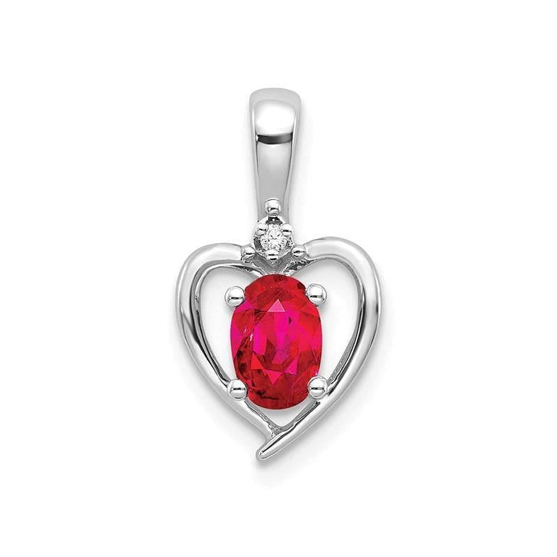 14k White Gold Ruby Diamond Pendant - Seattle Gold Grillz