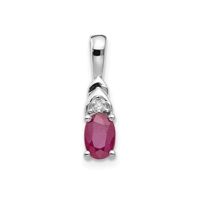 14k White Gold Ruby Diamond Pendant - Seattle Gold Grillz