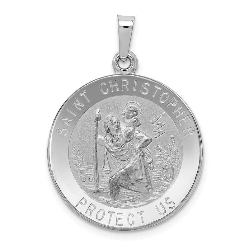 14k White Gold Saint Christopher Medal Pendant - Seattle Gold Grillz