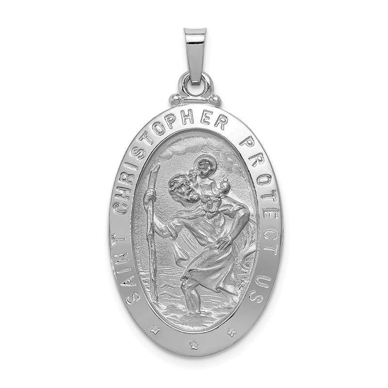 14k White Gold Saint Christopher Medal Pendant - Seattle Gold Grillz