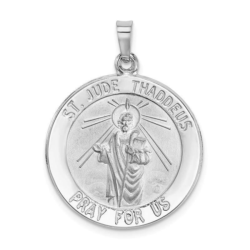 14k White Gold Saint Jude Medal Pendant. Weight: 3.71, Length: 30, Width: 22 - Seattle Gold Grillz