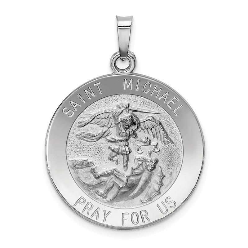 14k White Gold Saint Michael Medal Pendant - Seattle Gold Grillz