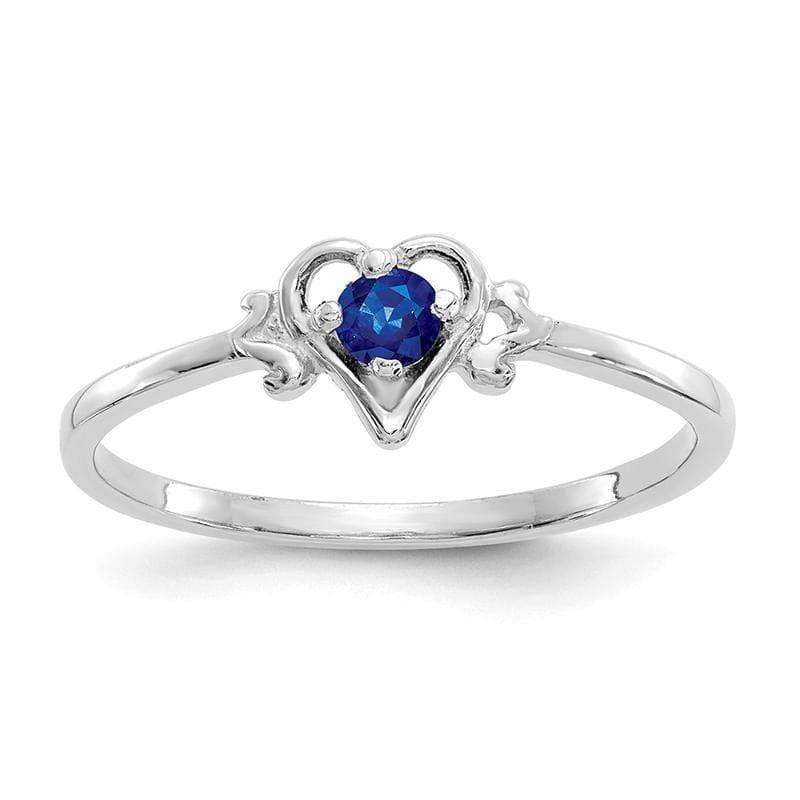 14K White Gold Sapphire Birthstone Heart Ring - Seattle Gold Grillz