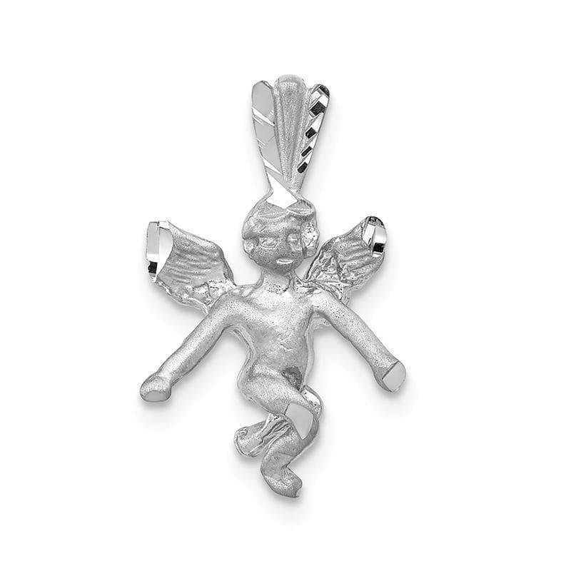 14k White Gold Satin Angel Pendant - Seattle Gold Grillz