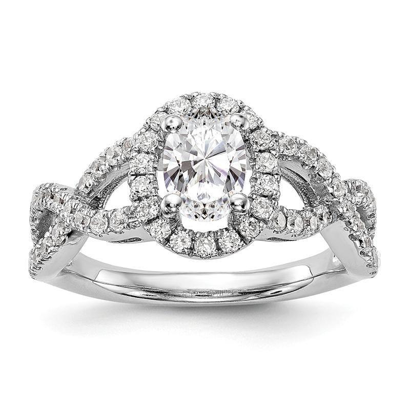14k White Gold Semi Mount Halo Engagement Ring by True Origin. 0.50ct Oval Cut Lab Grown VS-SI Colorless Diamond - Seattle Gold Grillz