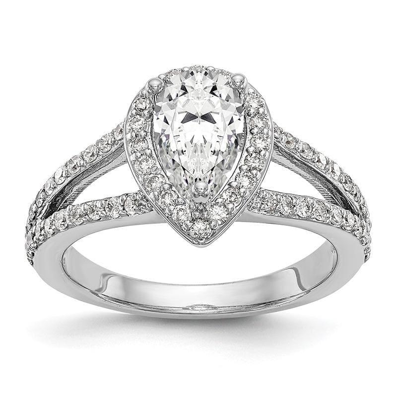 14k White Gold Semi Mount Halo Engagement Ring by True Origin. 0.50ct Pear Cut Lab Grown VS-SI Colorless Diamond - Seattle Gold Grillz
