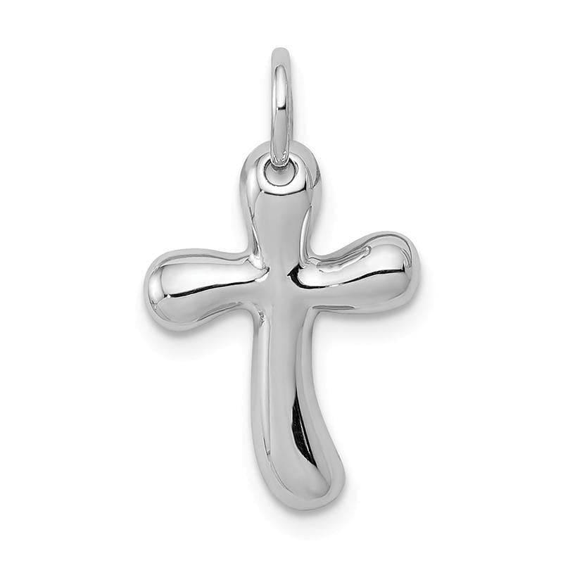 14k White Gold Small Freeform Cross Pendant - Seattle Gold Grillz