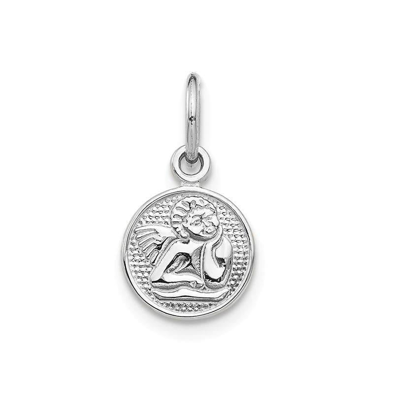 14k White Gold Small Polished Angel Charm - Seattle Gold Grillz