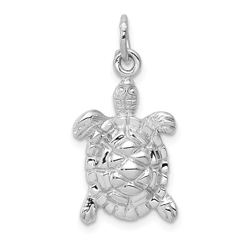 14k White Gold Solid Polished Open-Backed Turtle Charm | Weight: 1.87grams, Length: 29.5mm, Width: 11.5mm - Seattle Gold Grillz