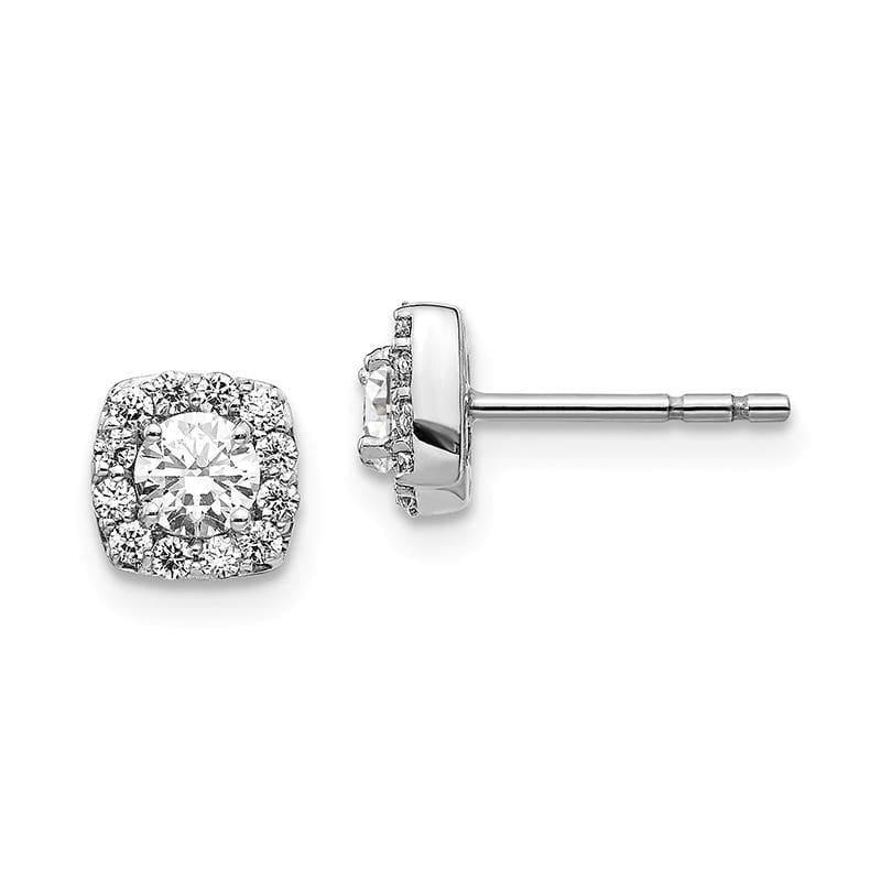14k White Gold Square Cluster Diamond Earrings - Seattle Gold Grillz